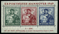 Exportmesse Hannover 1949, 2 Herzstücke mit Blockrändern aus Block ...